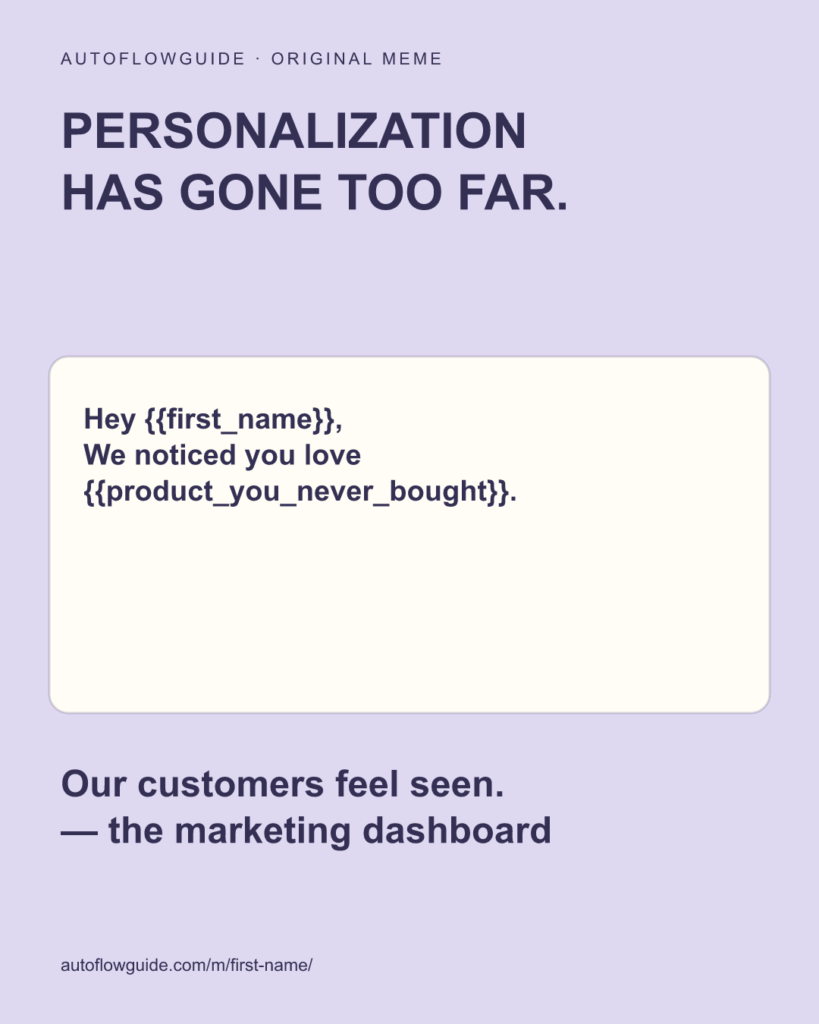 An automated email mistakes missing variables for personal attention.